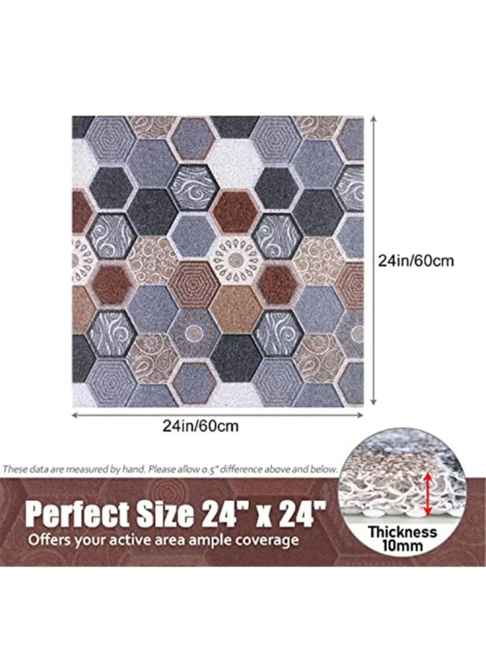 Non Slip Shower Mat 24x24 Square PVC Bath Mat Quick Dry Drainage Bathroom Floor